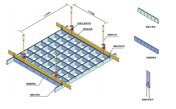 鋁格柵安裝節(jié)點圖3003